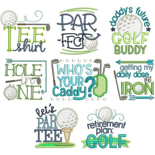 Golf Time Machine Embroidery Designs By JuJu

