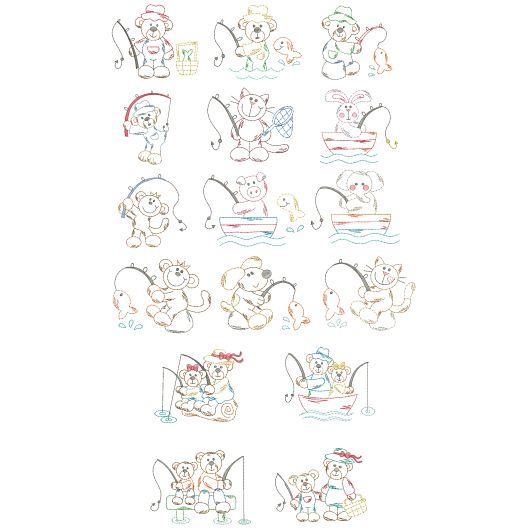 Gone Fishing Vintage Stitch Machine Embroidery Designs by JuJu