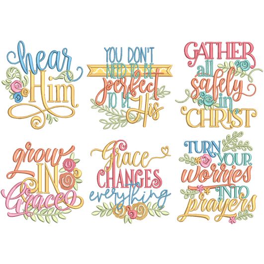 Grace Word Art Machine Embroidery Designs by JuJu
