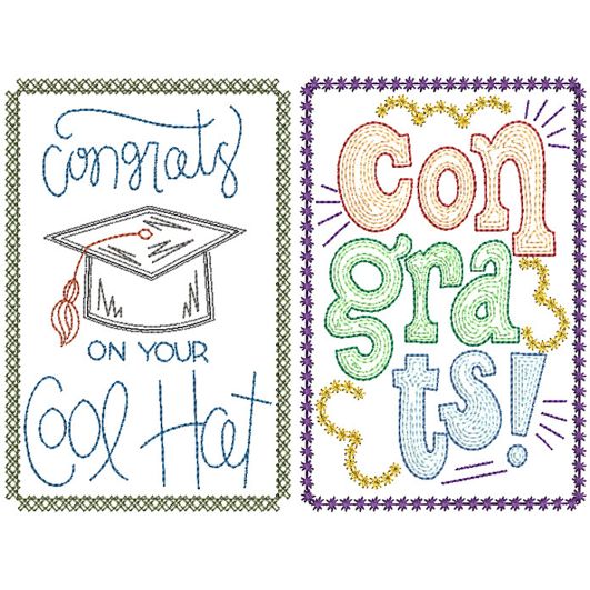 Graduation Greeting Cards 2 | Machine Embroidery Designs by JuJu