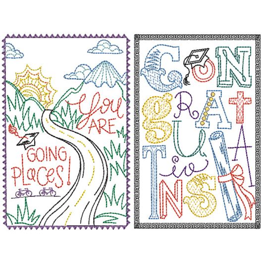 Graduation Greeting Cards Set 3 | Machine Embroidery Designs by JuJu