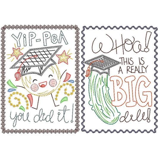 Graduation Greeting Cards 4 | Machine Embroidery Designs by JuJu