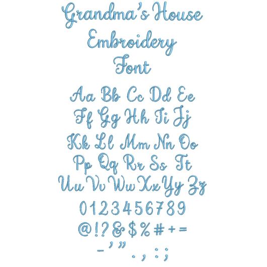 Grandma's House Font Digital Embroidery Machine Designs by JuJu
