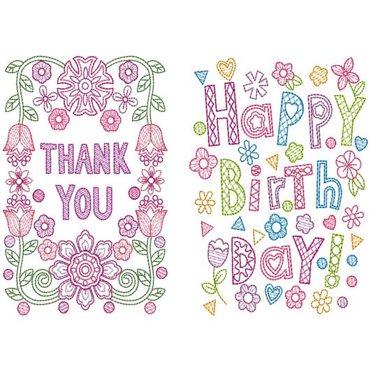 Greeting Cards Set 2 Digital Machine Embroidery Designs by JuJu Exclusive