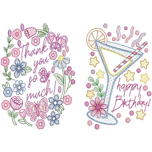 Greeting Cards Set 3 Digital Machine Embroidery Designs by JuJu