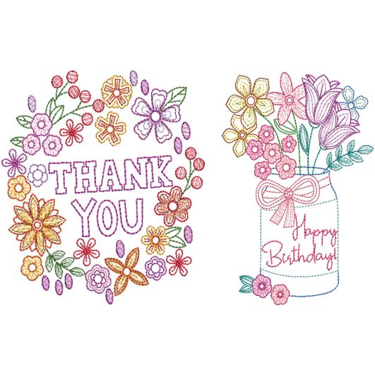 Greeting Cards Set 4 Digital Machine Embroidery Designs by JuJu