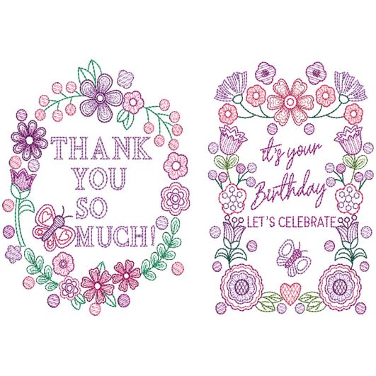 Greeting Cards Set 5 Digital Machine Embroidery Designs by JuJu