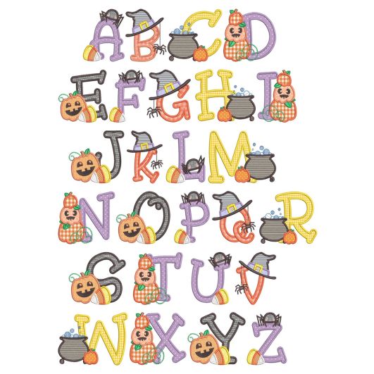 Halloween Alphabet | Machine Embroidery Designs by JuJu