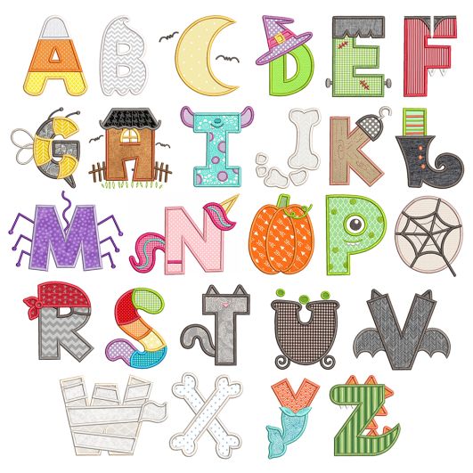 Halloween Applique Alphabet Machine Embroidery Designs By JuJu

