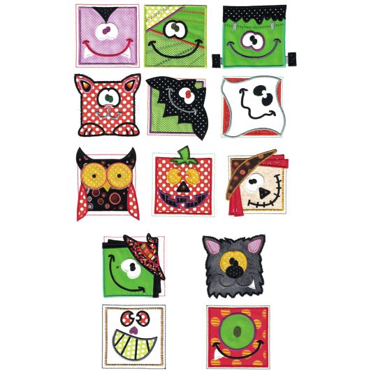 Halloween Blocks Applique Machine Embroidery Designs by JuJu