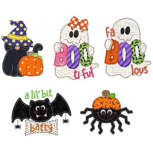 Halloween Friends Bean Stitch Applique | Machine Embroidery Designs by JuJu