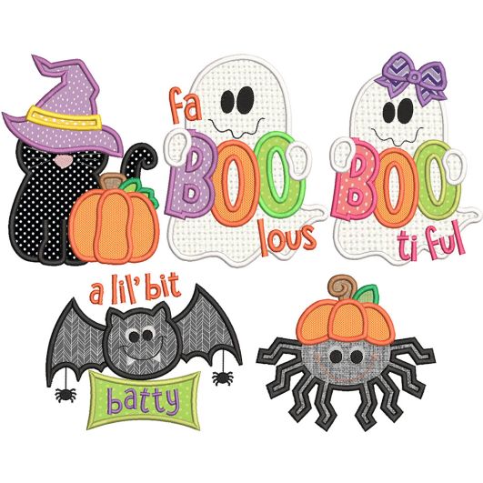 Halloween Friends Satin Applique | Machine Embroidery Designs by JuJu