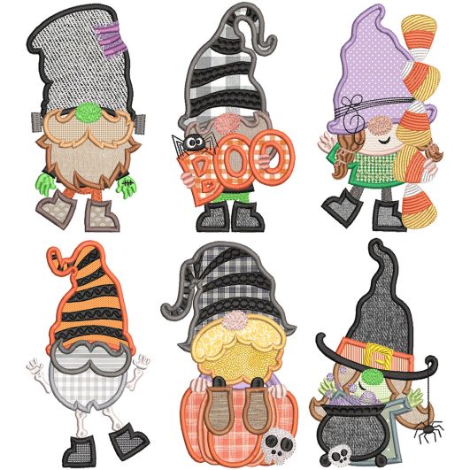 Halloween Gnomes Digital Machine Embroidery Designs by JuJu
