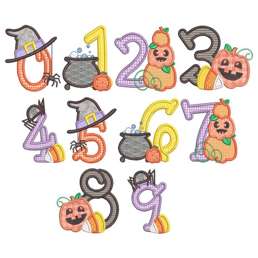 Halloween Numbers Machine Embroidery Designs by JuJu
