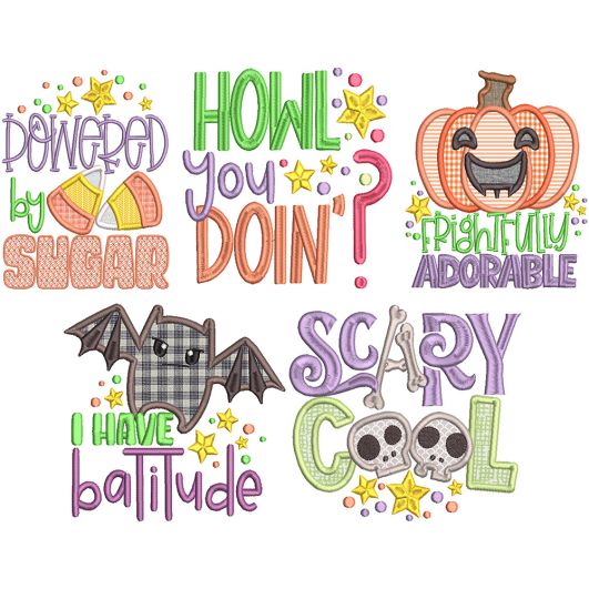 Halloween Word Art 4 | Machine Embroidery Designs by JuJu