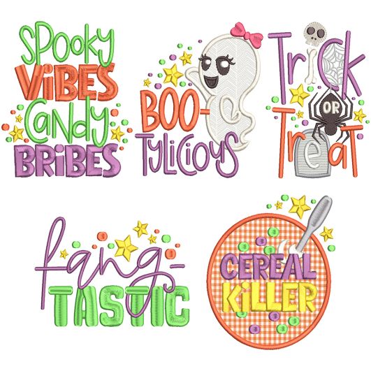 Halloween Word Art 5 | Machine Embroidery Designs by JuJu