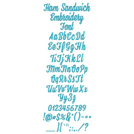 Ham Sandwich Embroidery Font | Machine Embroidery Designs by JuJu