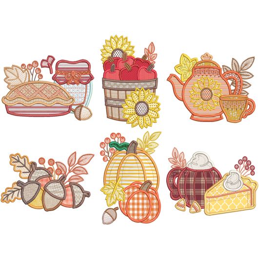 Happy Harvest Applique Digital Machine Embroidery Designs by JuJu
