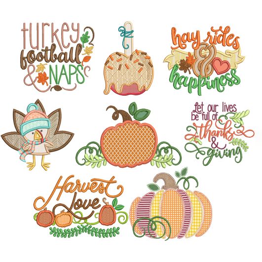 Harvest Fun 3 Machine Embroidery Designs By JuJu
