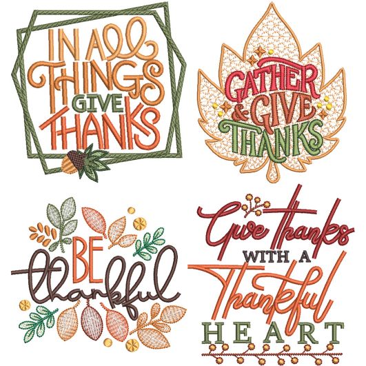 Harvest Sayings Word Art 4 Embroidery Design Set | Designs by JuJu