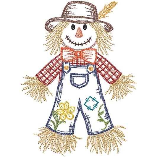                                 Harvest Scarecrow Vintage Sketch | Machine Embroidery Designs by JuJu	
                            