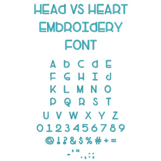 Head Vs Heart Embroidery Font Machine Embroidery Designs by JuJu