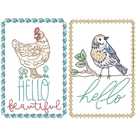 Hello Greeting Cards 2 | Machine Embroidery Designs by JuJu