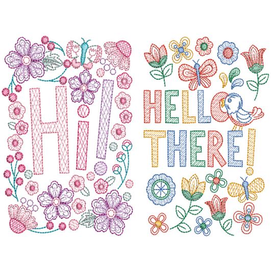 Hello Greeting Cards Digital Embroidery Designs by JuJu 