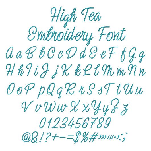 High Tea Embroidery Font | Machine Embroidery Designs by JuJu