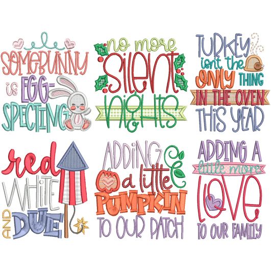 Holiday Pregnancy Word Art Machine Embroidery Designs by JuJu