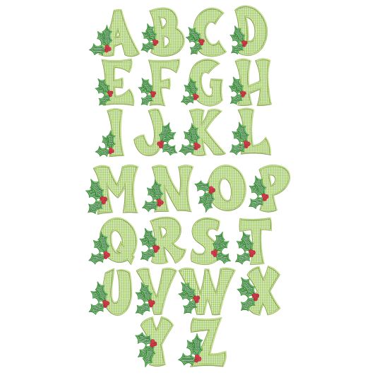 Holly Applique Alphabet Machine Embroidery Designs By JuJu