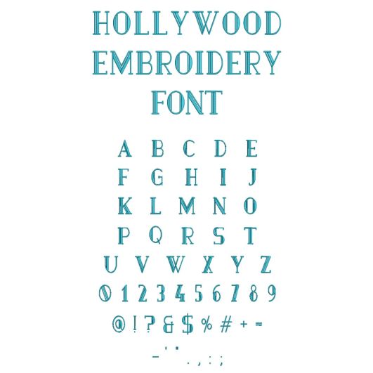 Hollywood Embroidery Font | Machine Embroidery Designs by JuJu