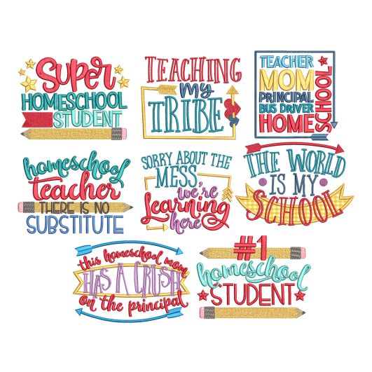 Homeschool Word Art Machine Embroidery Designs By JuJu
