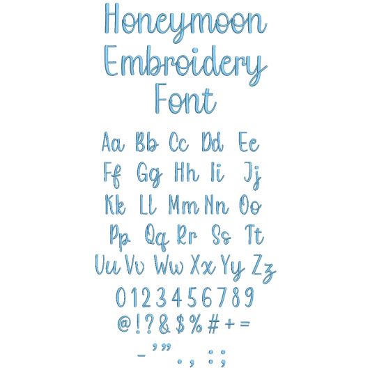 Honeymoon Embroidery Font | Machine Embroidery Designs by JuJu