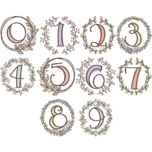 Hope Laurel Numbers | Machine Embroidery Designs by JuJu 