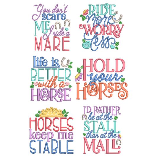 Horse Word Art Machine Embroidery Designs by JuJu
