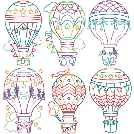 Hot Air Balloons Machine Embroidery Designs by JuJu