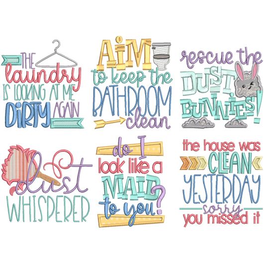 House Cleaning Word Art Machine Embroidery Designs by JuJu

