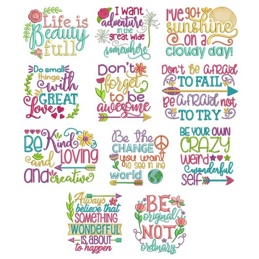 Inspired Sayings Set 3 Machine Embroidery Designs by JuJu
