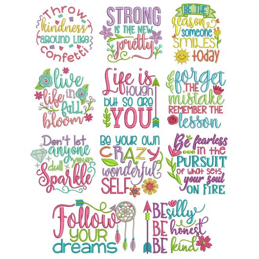 Inspired Sayings Set 4 Machine Embroidery Designs by JuJu
