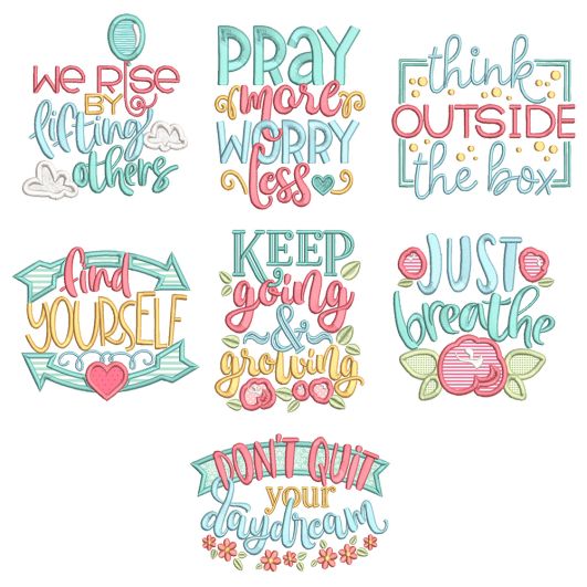 Inspired Sayings 6 Machine Embroidery Designs by JuJu
