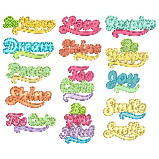 Inspiring Words Applique Machine Embroidery Designs By JuJu
