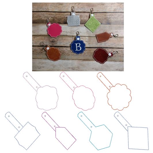 Blank Shapes Key Fobs ITH 5 | Machine Embroidery Designs by JuJu