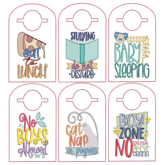 ITH Doorknob Hangers Set 1 | Machine Embroidery Designs by JuJu
