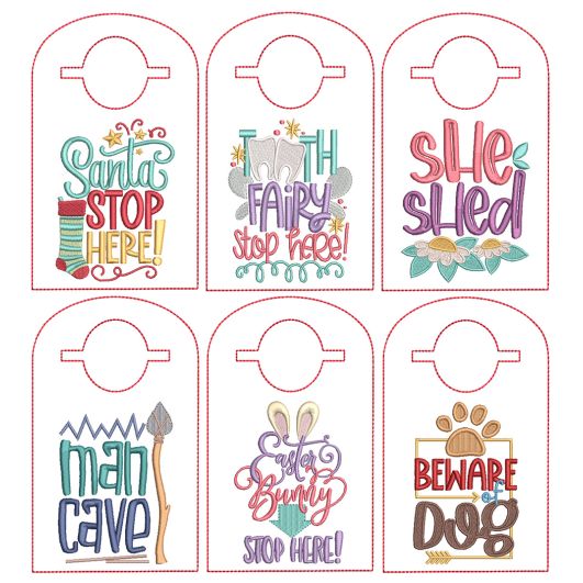 ITH Doorknob Hangers Set 3 | Machine Embroidery Designs by JuJu