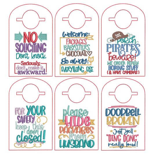 ITH Doorknob Hangers Set 5 | Machine Embroidery Designs by JuJu

