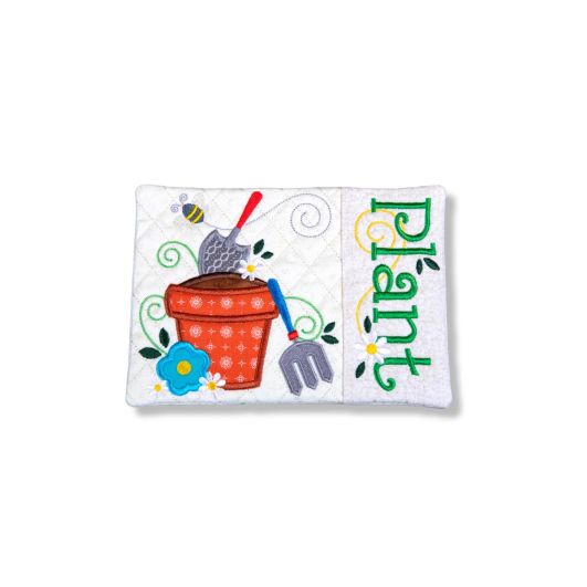 ITH Flower Pot Mug Rug | Machine Embroidery Designs by JuJu