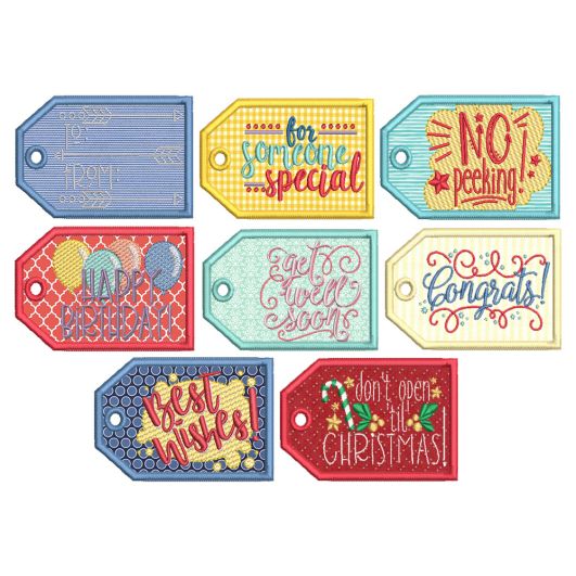 In The Hoop Gift Tags | Machine Embroidery Designs by JuJu