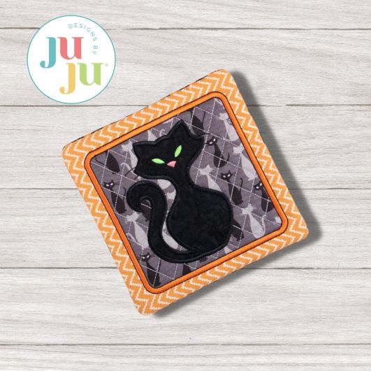 ITH Halloween Cat Pot Holder | Machine Embroidery Designs by JuJu