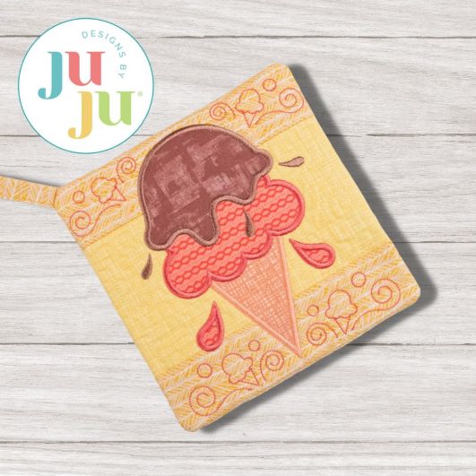ITH Ice Cream Cone Pot Holder | Machine Embroidery Designs by JuJu